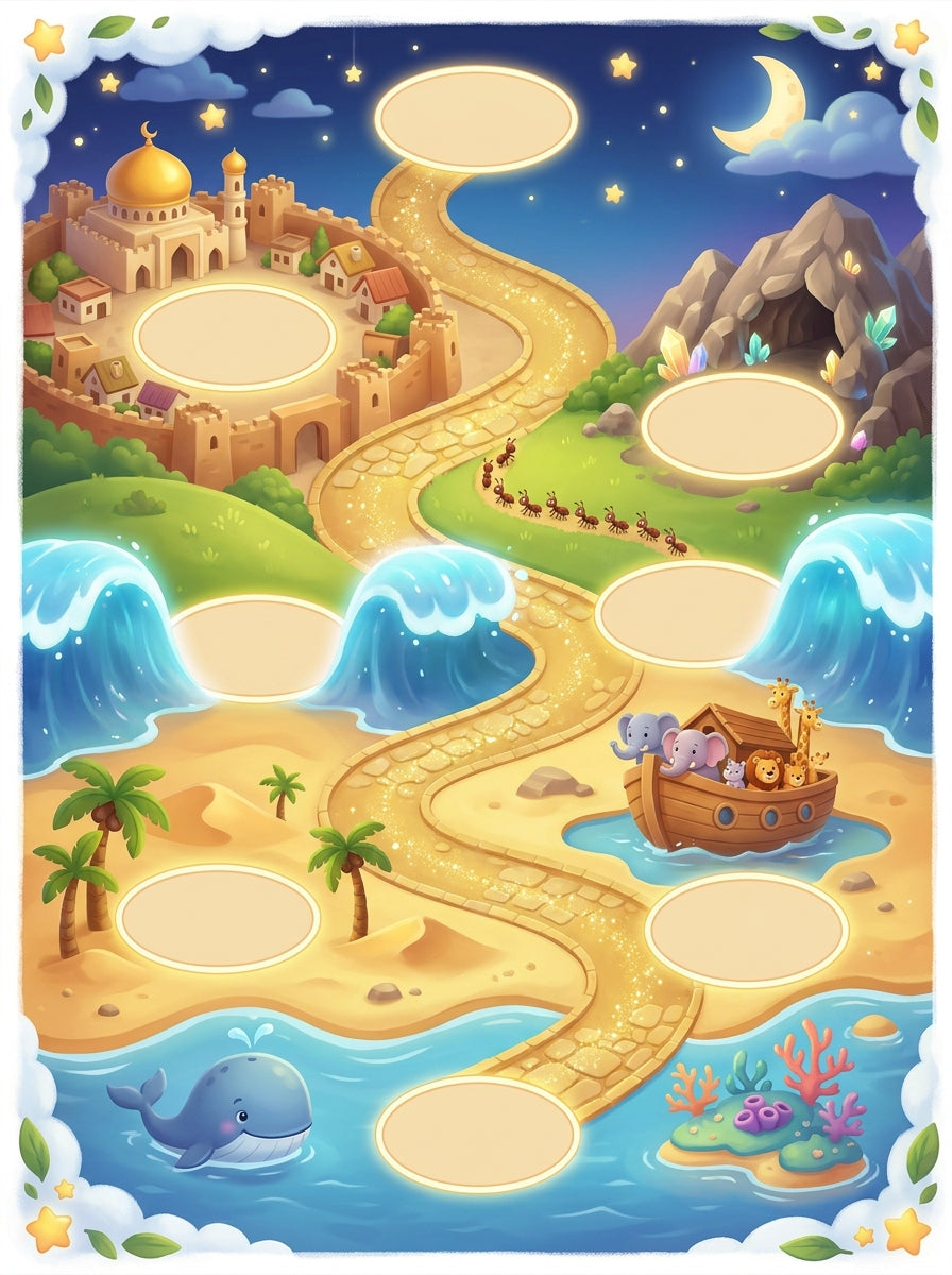 Adventure map with eight level stops